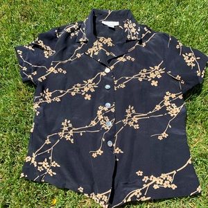 Vintage blue floral button up